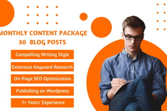 write 30 SEO blog posts monthly and publish on wordpress
