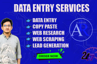 do data entry, copy paste, excel, pdf and web scraping