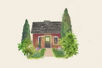 create 2 cute hand drawn illustrations