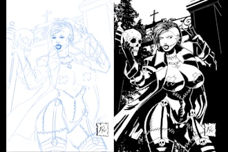 do noir comic book illustration lineart
