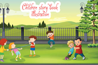do children story book illustration and kids book cover