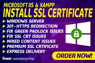 install ssl certificate on windows server, iis, xampp, apache