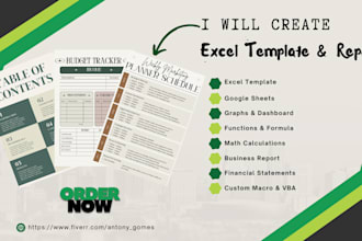 work on excel and google sheets template, report, vba, formulas, macro
