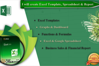 create excel template, spreadsheet and business report