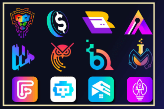 do tech cyber security crypto, startup app icon logo design