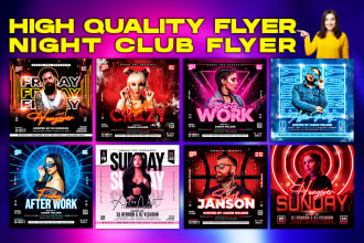 design party flyer, dj, event party club, nightclub, hip hop concert, summer