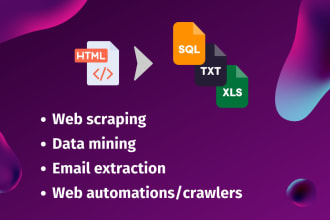 do web scraping, parsing emails, crawling and data mining