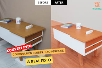 convert furniture photos into cgi rendering background