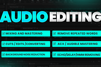 do audio editing to remove background noise, echo repair, clean, fix in audacity