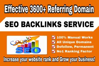 build 3600 referring domain SEO backlinks for google ranking