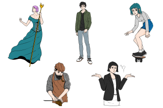 craft outstanding flat character and mascot design with unique concept art