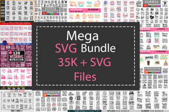 provide 35k mega svg bundle for tshirt designs perfect for cricut, silhouette