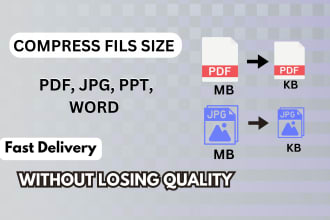 reduce or compress PDF, word, PPT size in 1 hr