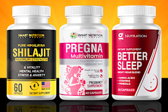 do product label design, supplement label with 3d bottle label mockup