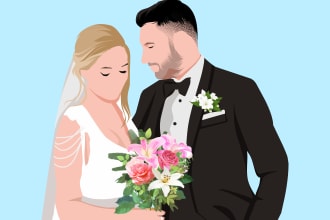 draw wedding or bride minimalist cartoon