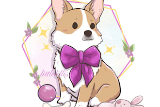 draw stunning cute dog cartoon and pet portrait