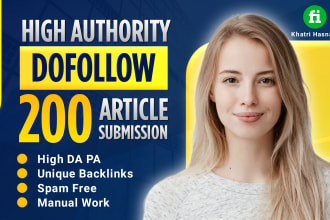 do high quality 200 unique domain article submission white hat seo backlinks