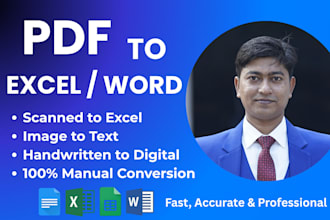 convert pdf to excel or word including scanned image files