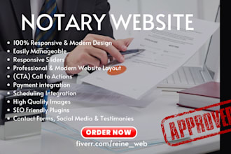 design professional notary landing page, notary website
