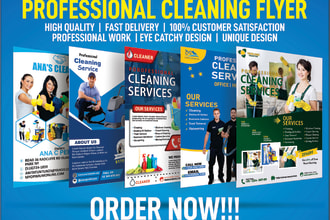 design cleaning services, washing and care flyer