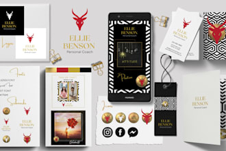 design a dynamic brand kit with logo business card and social media posts