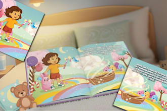 illustrate beautiful 2d children story book illustrations