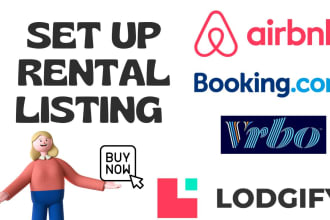 setup short term rentals on airbnb,vrbo, bookingcom,lodgify
