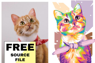 draw your pet portrait into a premium wpap pop art