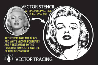 draw clean black and white silhouette stencil art for you
