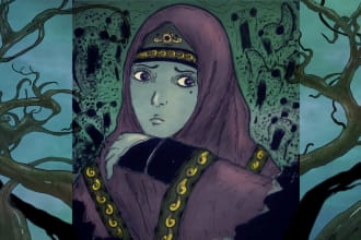 draw fantasy horror art illustration or dark creepy