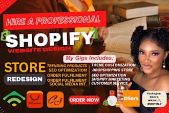 create shopify website design, shopify virtual assistant, shopify  promotion