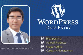wordpress data entry, upload content and upload products