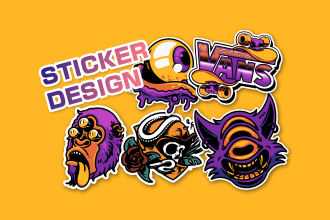 draw cartoon sticker pack for twitch emotes, badge or logo