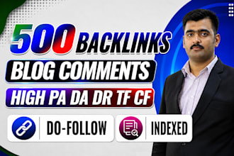 500 off page seo backlinks high da dr comment  dofollow