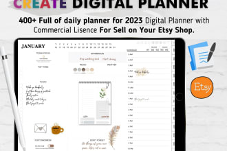 design digital planner as your request for etsy your shop