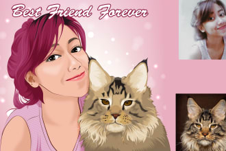 make a cute cartoon from you and your pet photo