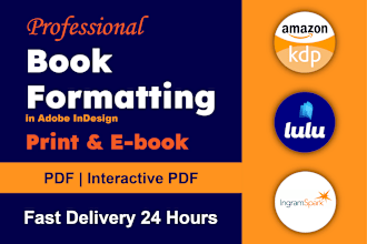 do book formatting for amazon KDP paperback, lulu, and ingramspark