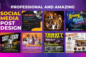 design professional social media posts, youtube banners, pinterest pins