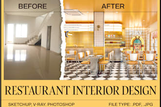 do interior design for your restaurant with 3d render