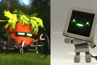 do a custom 3d cute robot model