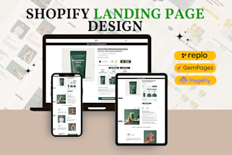 design or clone shopify landing page with replo pagefly gempages