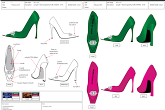 make gorgeous detailed shoes illustration and tech drawing