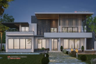 do modern villa design, swimming pool and landscape