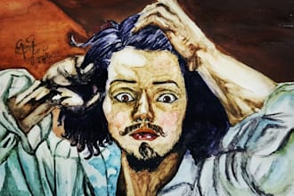 draw watercolor portrait of your photo