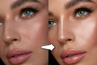 do high end photo retouching image editing of skin and product