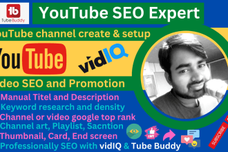youtube channel create and setup, video SEO and promotion