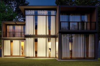 design 3d shipping container home, house, apartment or building for airbnb rent
