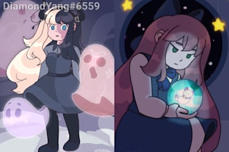 draw your character in bee and puppycat artstyles