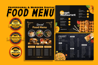 design menu card, food menu, restaurant menu, modern menu