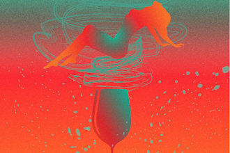 create a unique surreal gradient illustration with grain texture